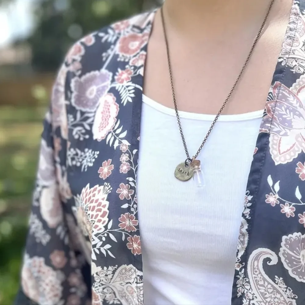 NWT! Faith Religious Mustard Seed Bottle Necklace